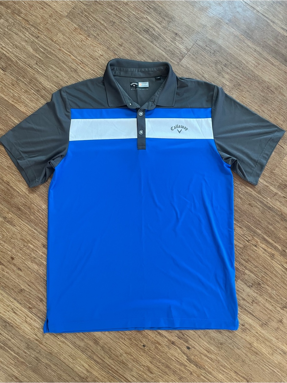 Callaway Men's Blue and Gray Performance Golf Polo, Sz L